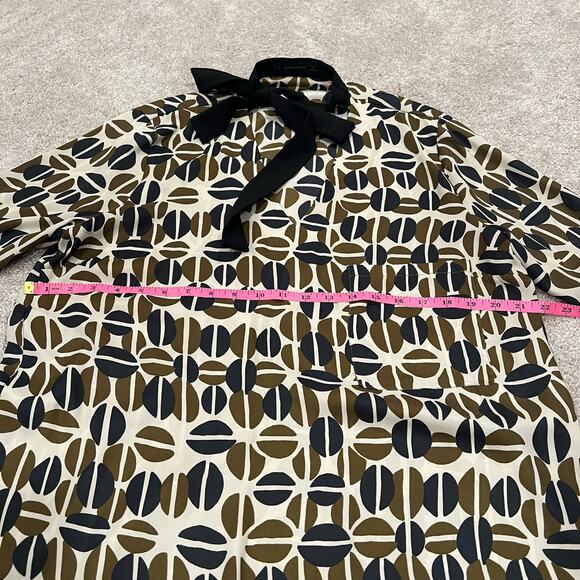 Zara Basic Women's Longsleeve Dress with Necktie Cream‎ and Green Size XL - Picture 9 of 9